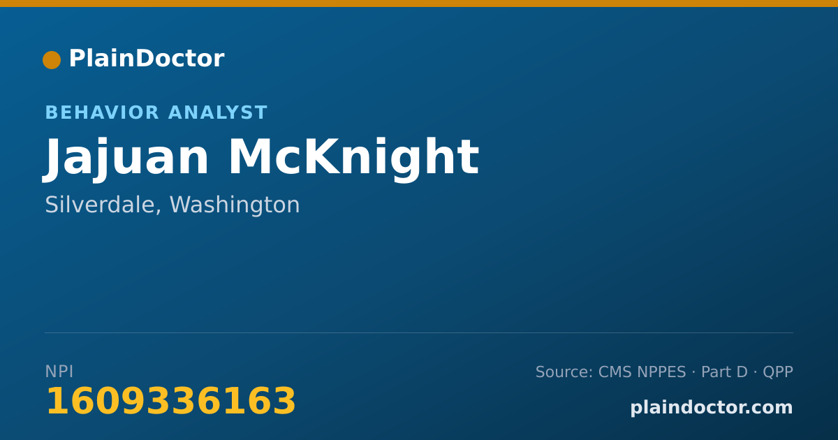 Shareable card for Jajuan McKnight - Behavior Analyst, Silverdale, WA