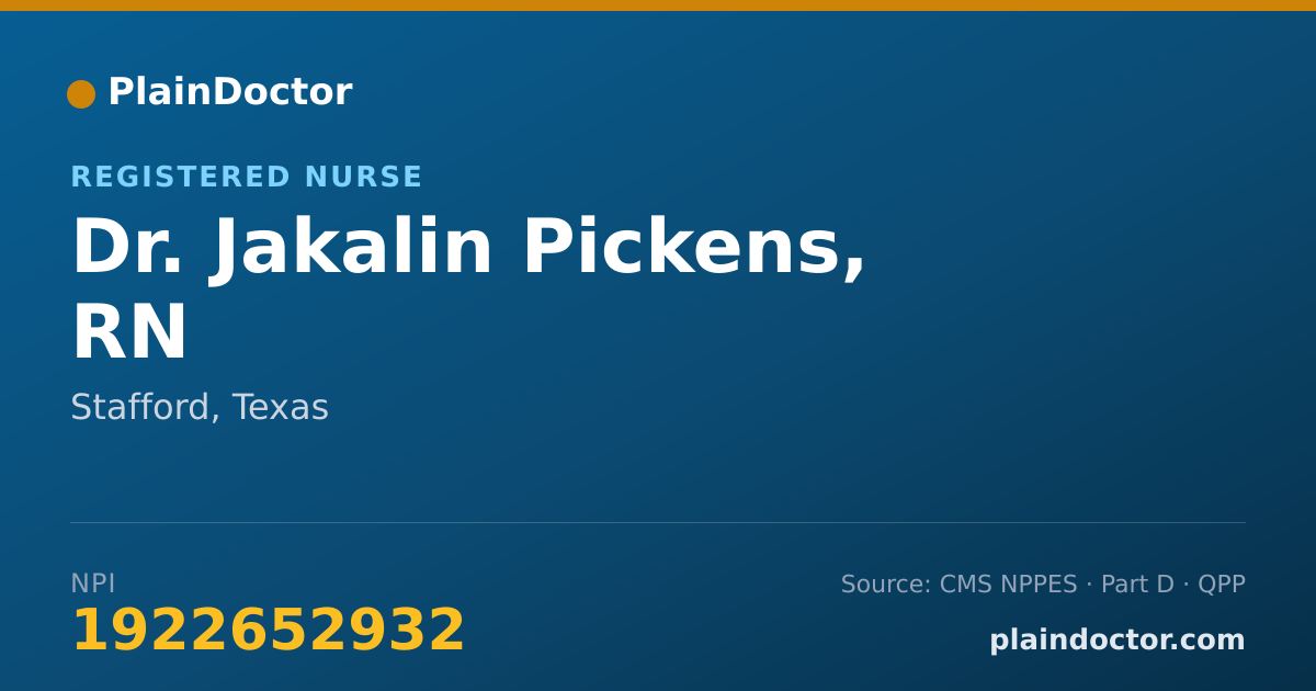 Shareable card for Jakalin Pickens, RN - Registered Nurse, Stafford, TX