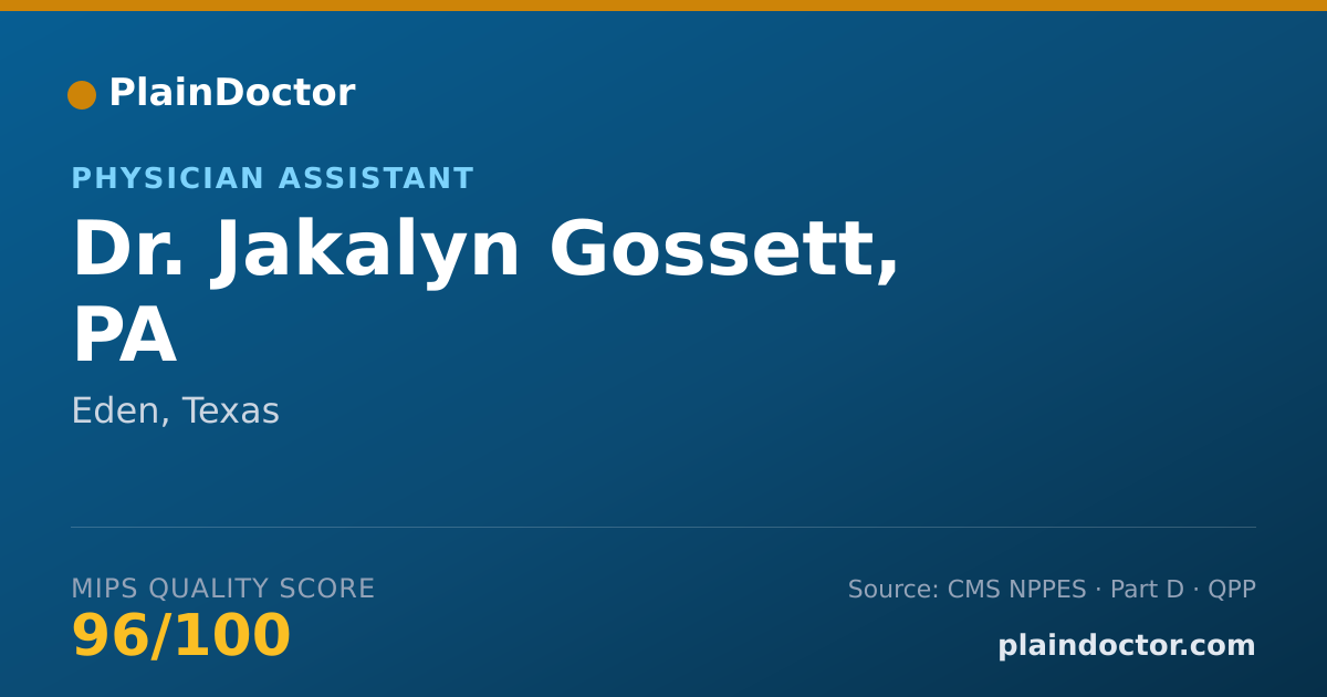 Shareable card for Jakalyn Gossett, PA - Physician Assistant, Eden, TX