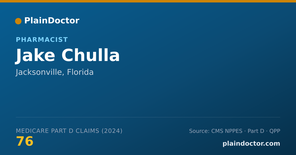 Shareable card for Jake Chulla - Pharmacist, Jacksonville, FL