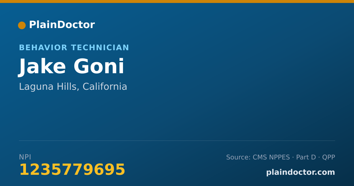 Shareable card for Jake Goni - Behavior Technician, Laguna Hills, CA