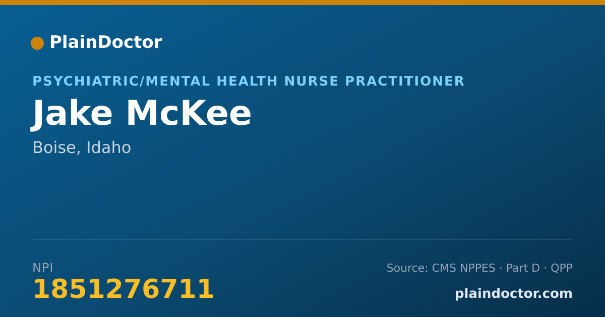 Shareable card for Jake McKee - Psychiatric/Mental Health Nurse Practitioner, Boise, ID