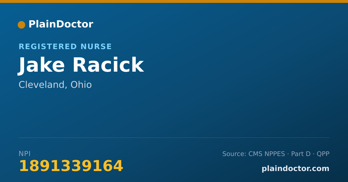 Shareable card for Jake Racick - Registered Nurse, Cleveland, OH