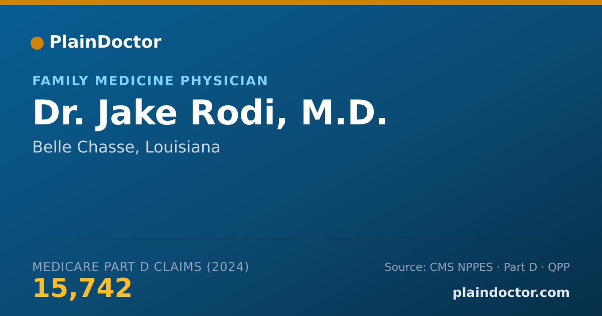 Shareable card for Jake Rodi, M.D. - Family Medicine Physician, Belle Chasse, LA