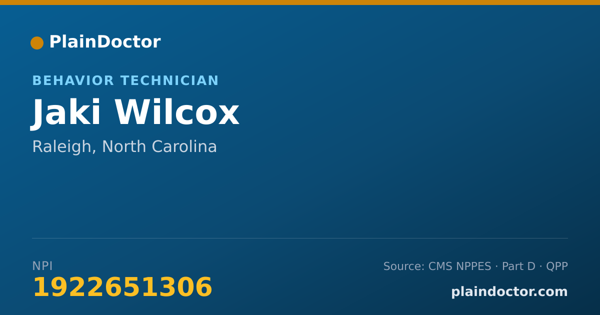Shareable card for Jaki Wilcox - Behavior Technician, Raleigh, NC