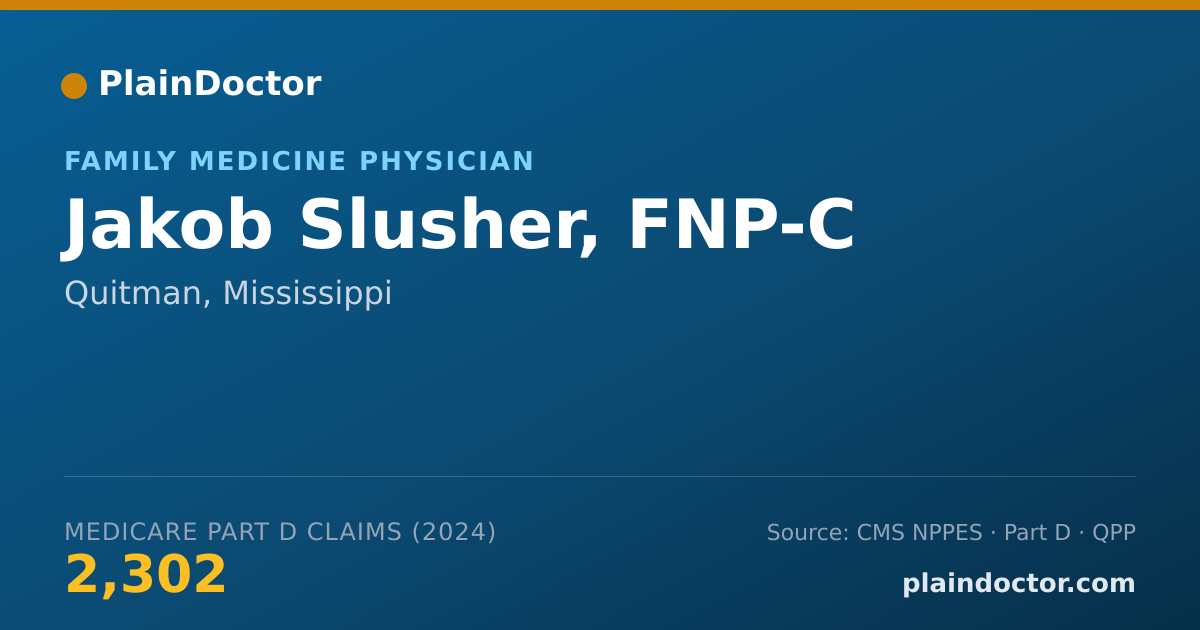 Shareable card for Jakob Slusher, FNP-C - Family Medicine Physician, Quitman, MS