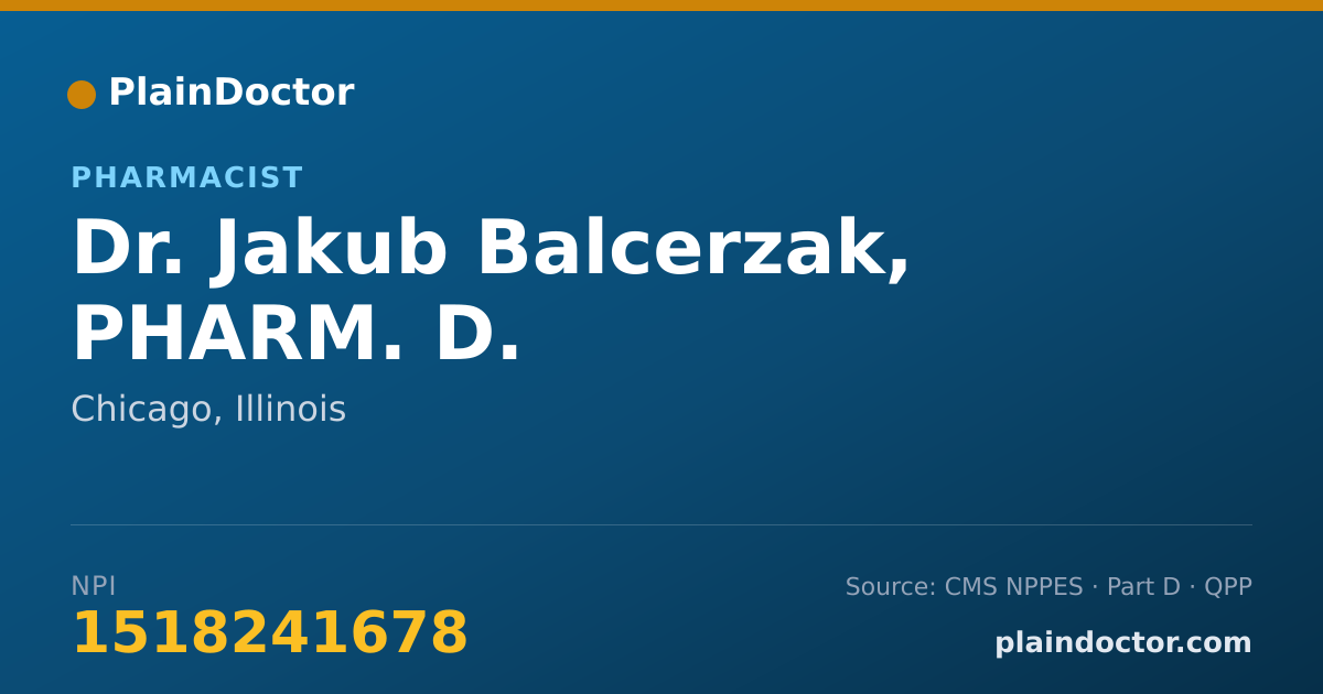 Shareable card for Jakub Balcerzak, PHARM. D. - Pharmacist, Chicago, IL