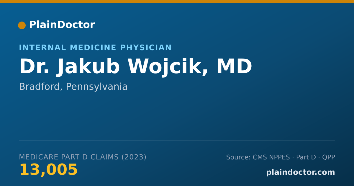 Shareable card for Jakub Wojcik, MD - Internal Medicine Physician, Bradford, PA
