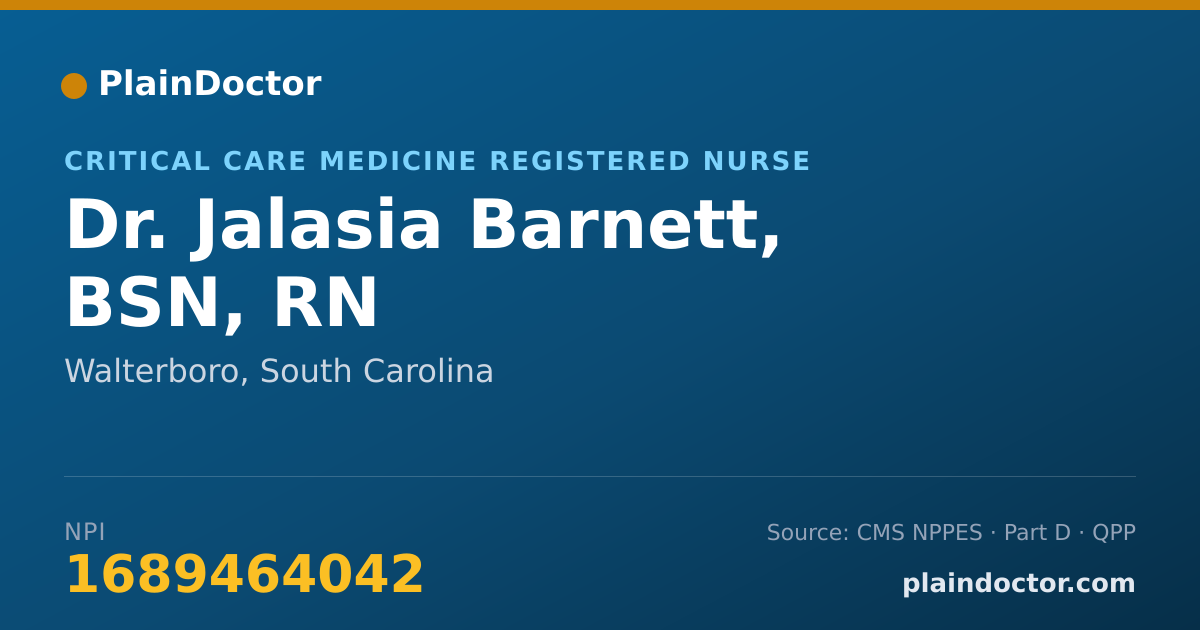Shareable card for Jalasia Barnett, BSN, RN - Critical Care Medicine Registered Nurse, Walterboro, SC