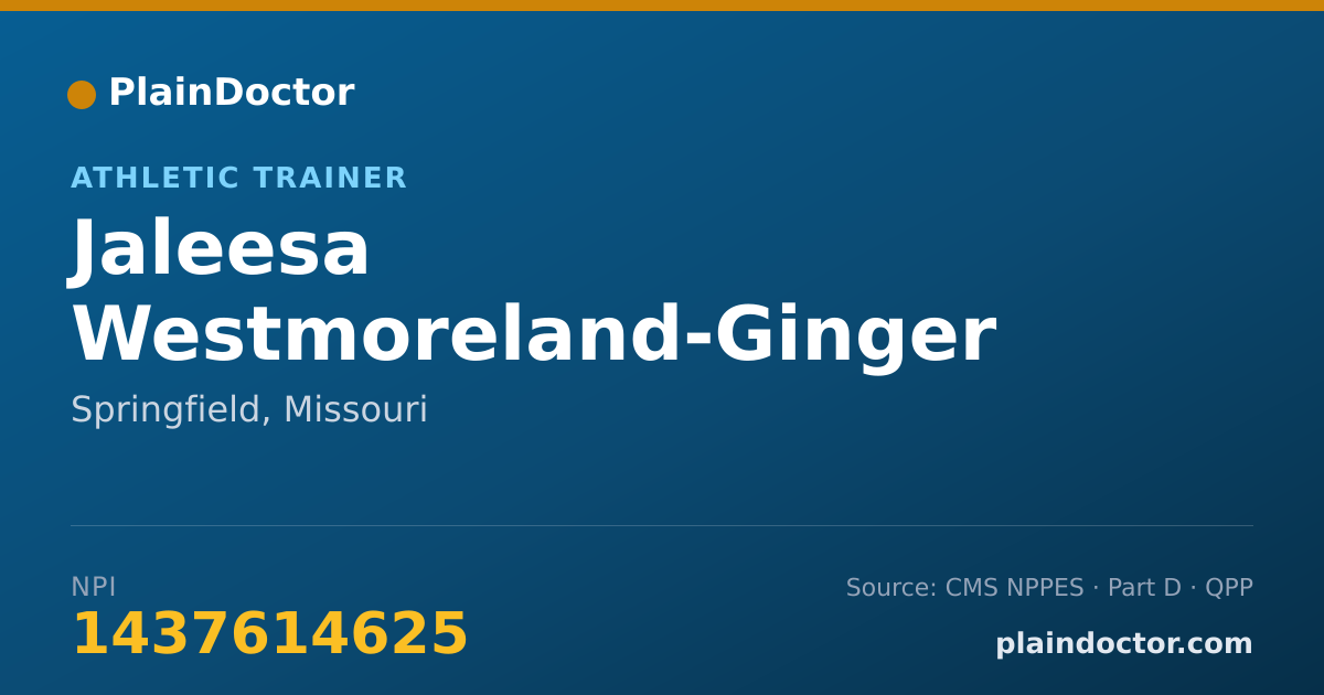 Shareable card for Jaleesa Westmoreland-Ginger - Athletic Trainer, Springfield, MO