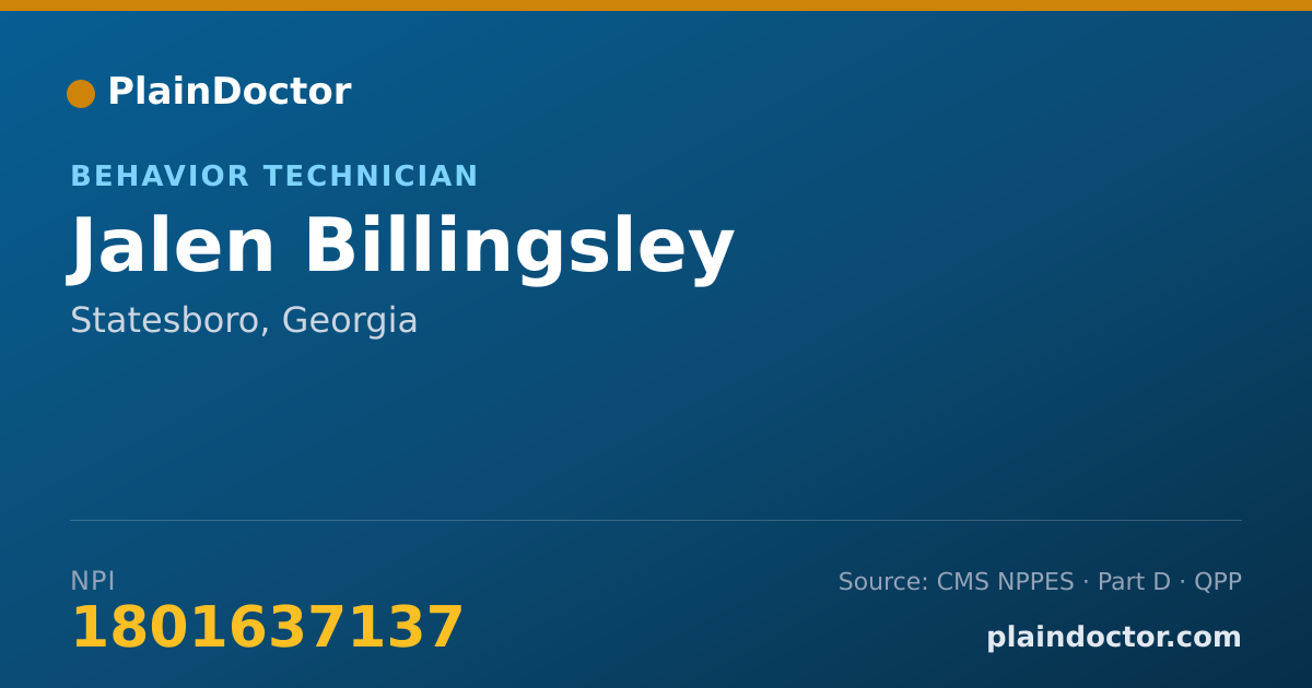 Shareable card for Jalen Billingsley - Behavior Technician, Statesboro, GA
