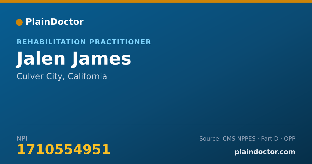 Shareable card for Jalen James - Rehabilitation Practitioner, Culver City, CA
