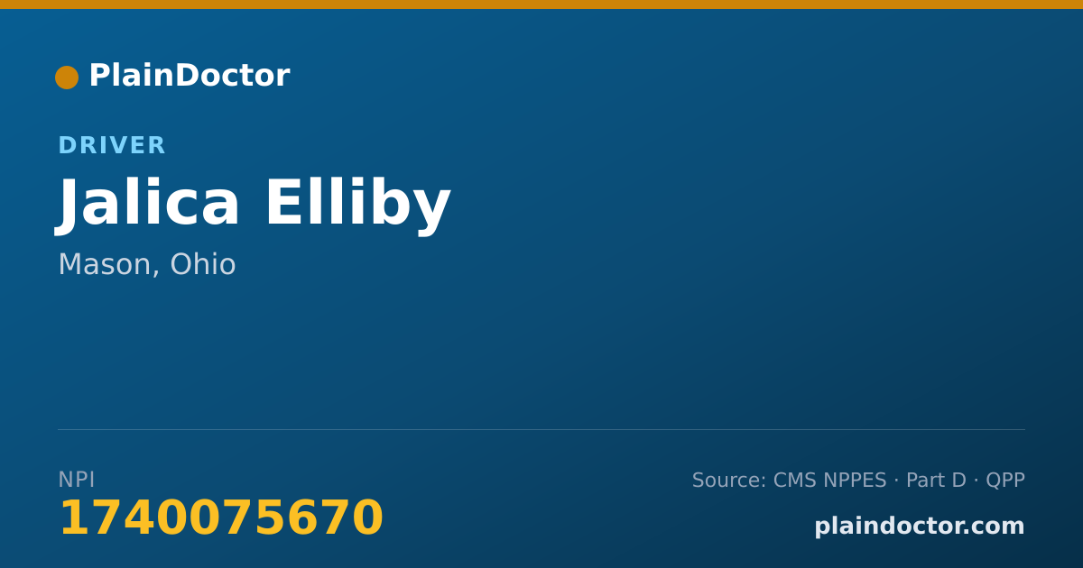 Shareable card for Jalica Elliby - Driver, Mason, OH
