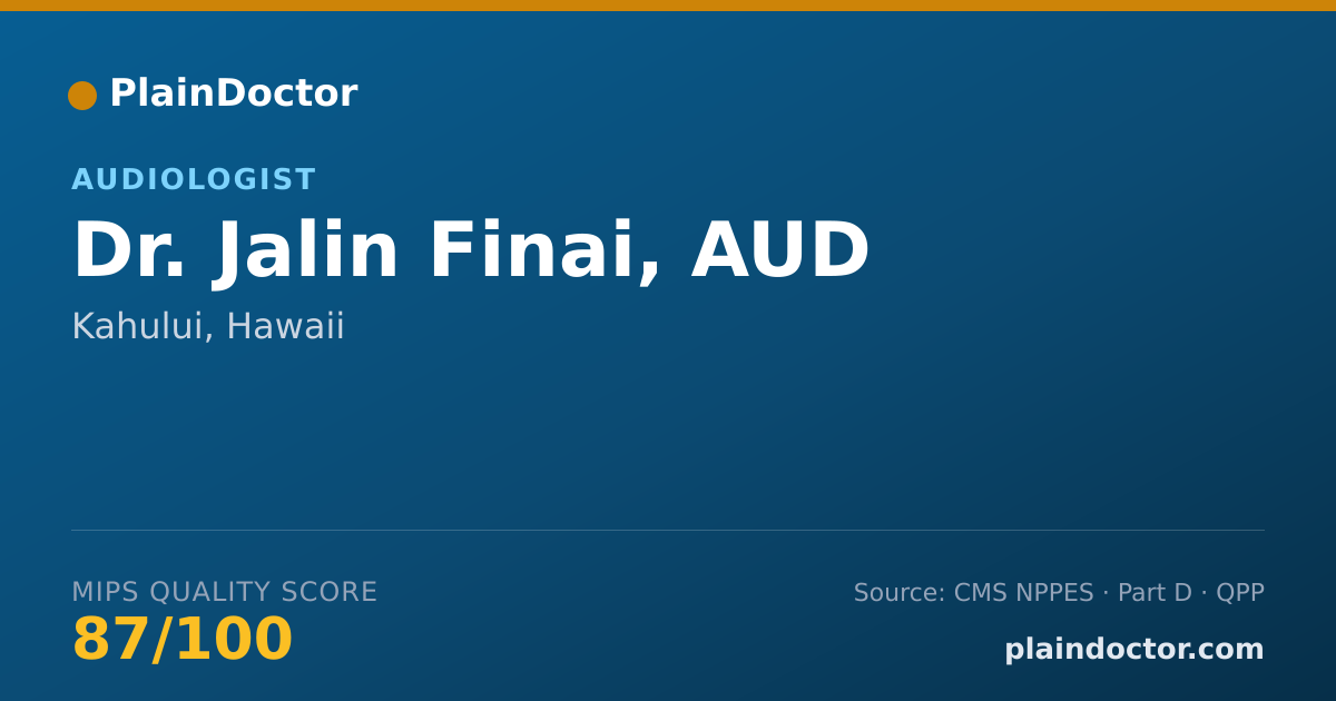 Shareable card for Jalin Finai, AUD - Audiologist, Kahului, HI