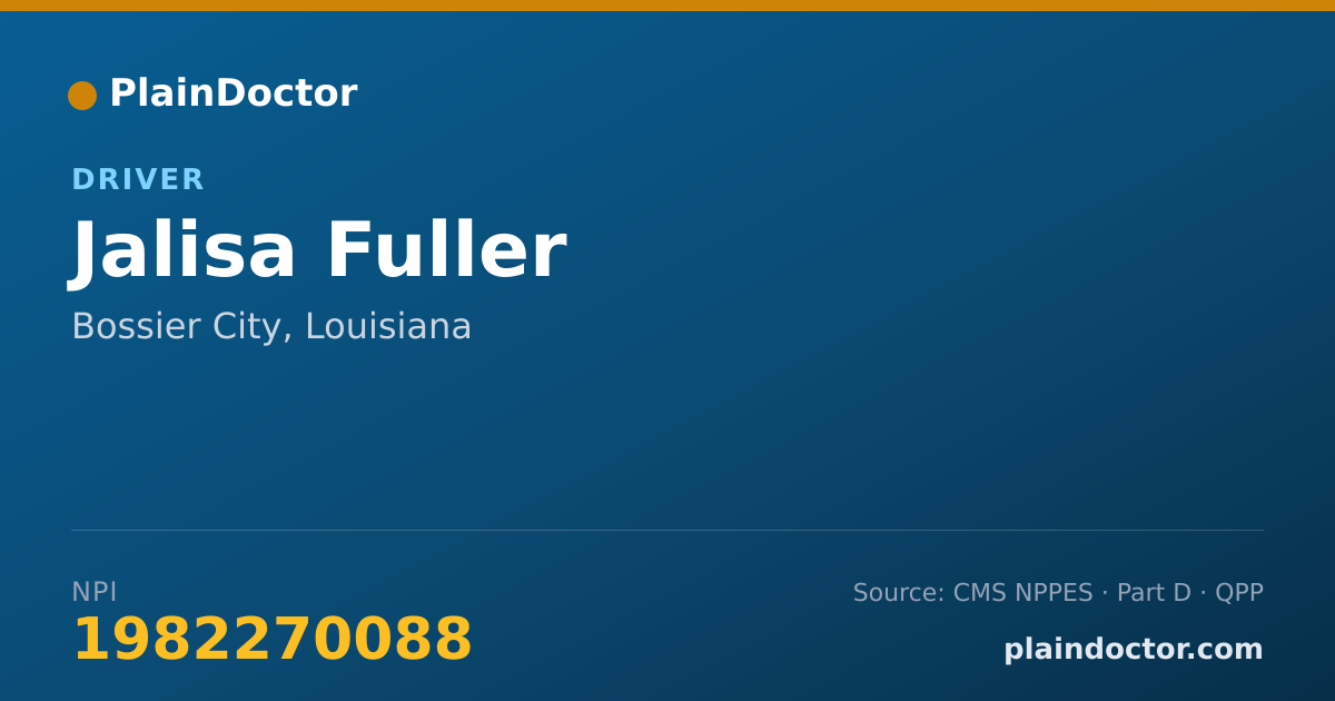 Shareable card for Jalisa Fuller - Driver, Bossier City, LA