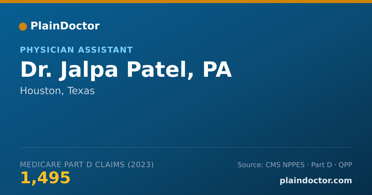 Shareable card for Jalpa Patel, PA - Physician Assistant, Houston, TX