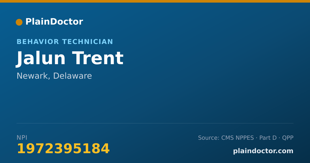 Shareable card for Jalun Trent - Behavior Technician, Newark, DE