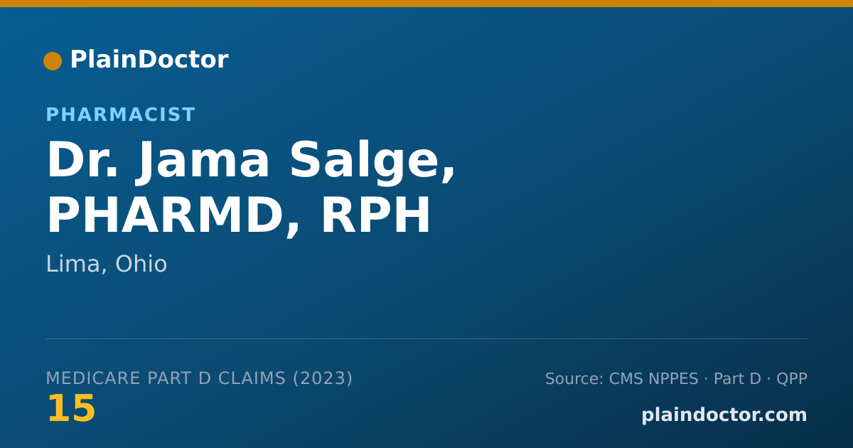 Shareable card for Jama Salge, PHARMD, RPH - Pharmacist, Lima, OH
