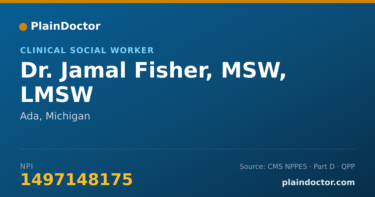 Shareable card for Jamal Fisher, MSW, LMSW - Clinical Social Worker, Ada, MI
