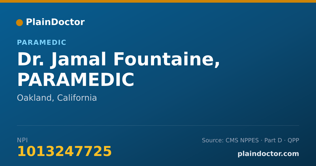 Shareable card for Jamal Fountaine, PARAMEDIC - Paramedic, Oakland, CA