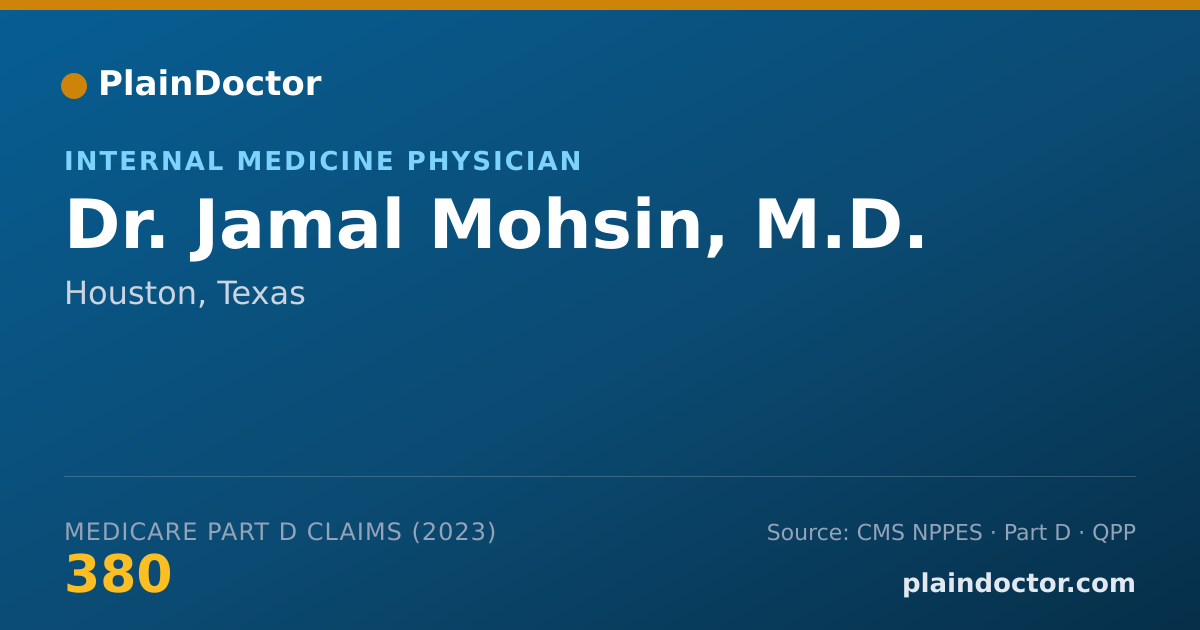 Shareable card for Jamal Mohsin, M.D. - Internal Medicine Physician, Houston, TX