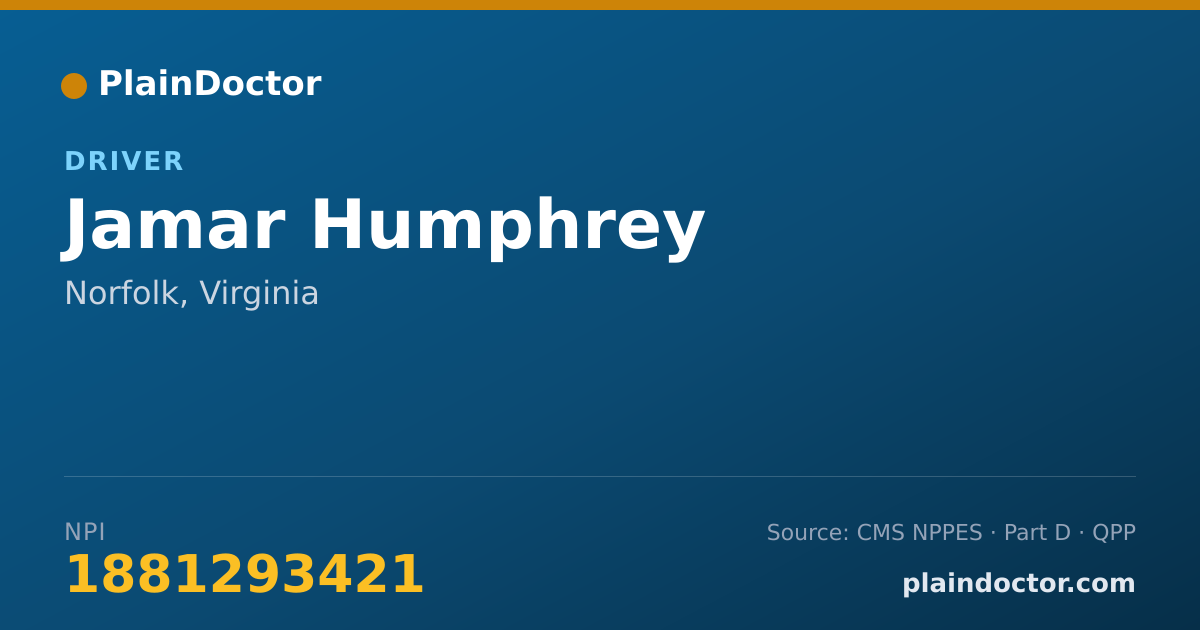 Shareable card for Jamar Humphrey - Driver, Norfolk, VA