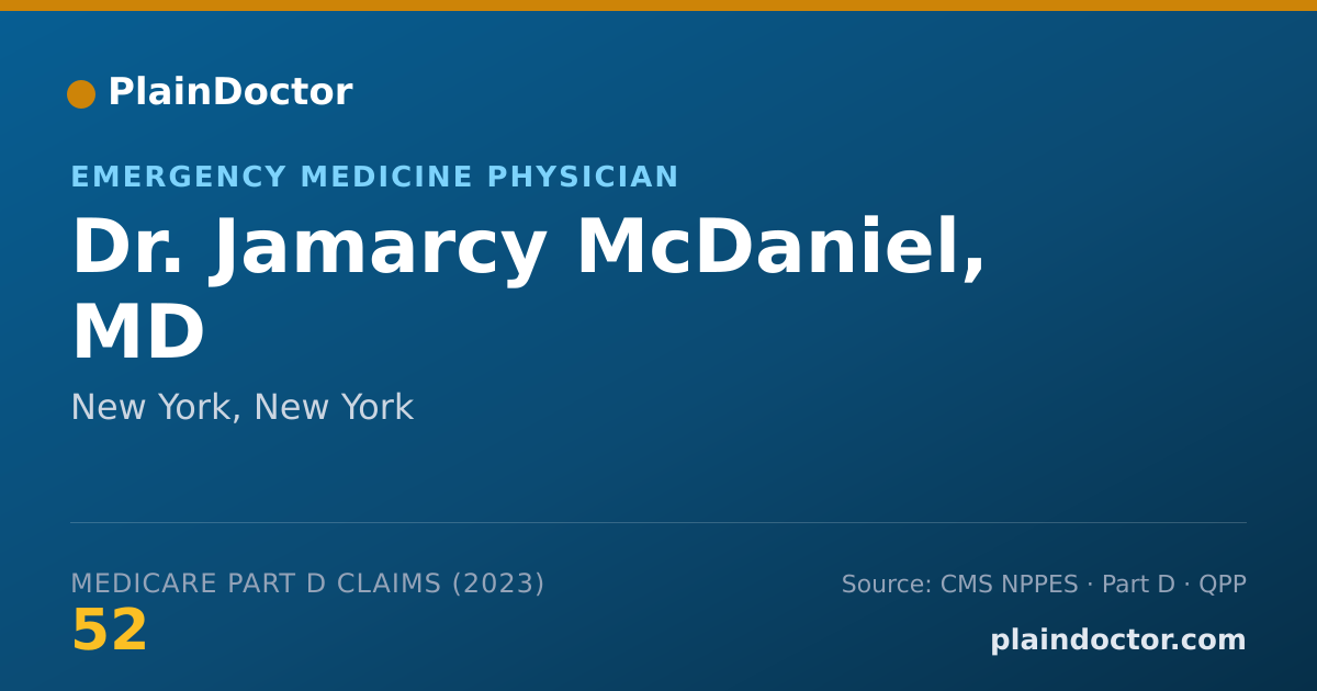 Shareable card for Jamarcy McDaniel, MD - Emergency Medicine Physician, New York, NY