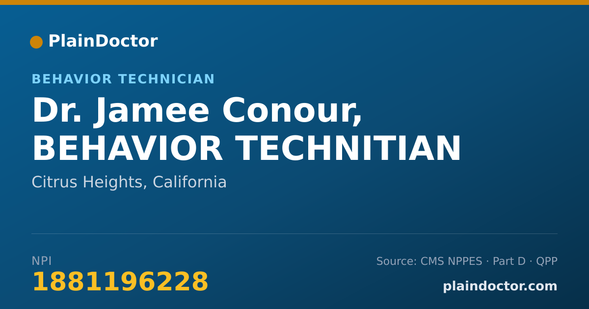 Shareable card for Jamee Conour, BEHAVIOR TECHNITIAN - Behavior Technician, Citrus Heights, CA