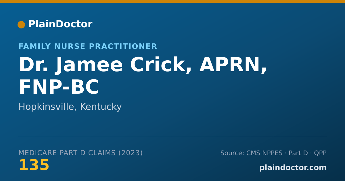 Shareable card for Jamee Crick, APRN, FNP-BC - Family Nurse Practitioner, Hopkinsville, KY
