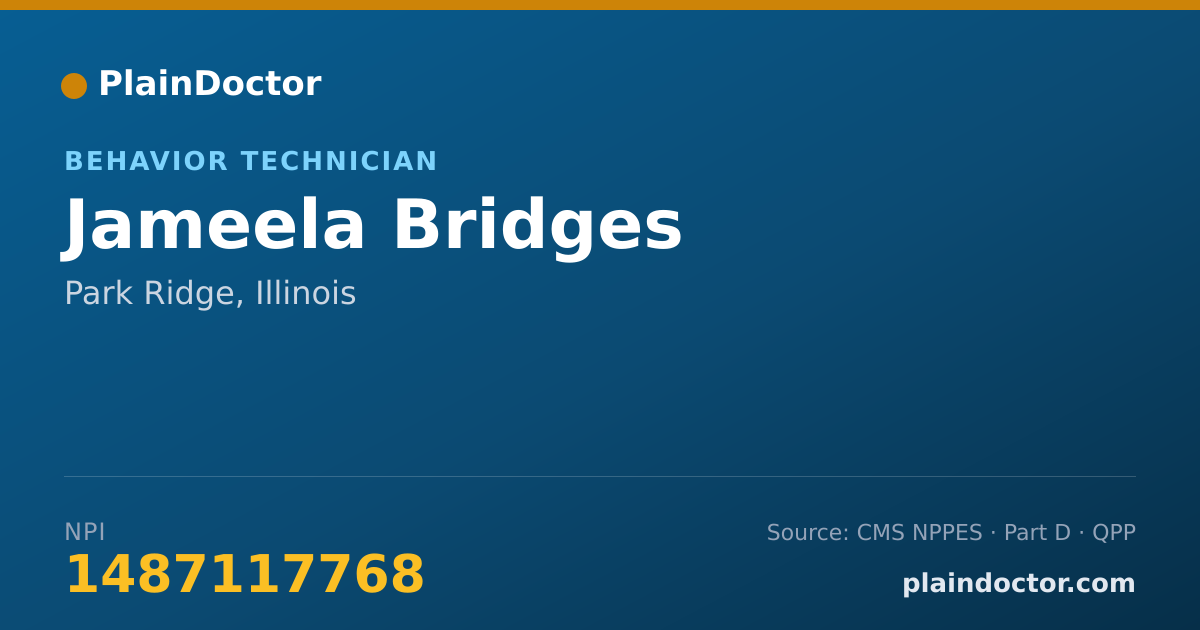 Shareable card for Jameela Bridges - Behavior Technician, Park Ridge, IL
