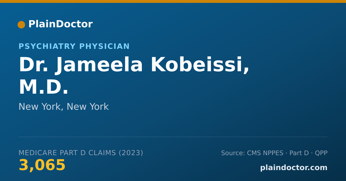 Shareable card for Jameela Kobeissi, M.D. - Psychiatry Physician, New York, NY