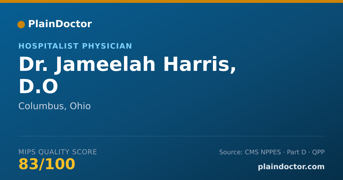 Shareable card for Jameelah Harris, D.O - Hospitalist Physician, Columbus, OH