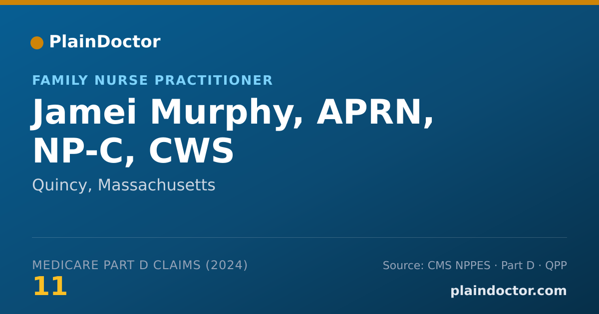 Shareable card for Jamei Murphy, APRN, NP-C, CWS - Family Nurse Practitioner, Quincy, MA