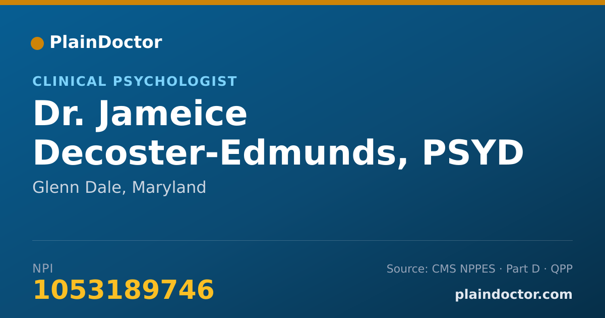Shareable card for Jameice Decoster-Edmunds, PSYD - Clinical Psychologist, Glenn Dale, MD