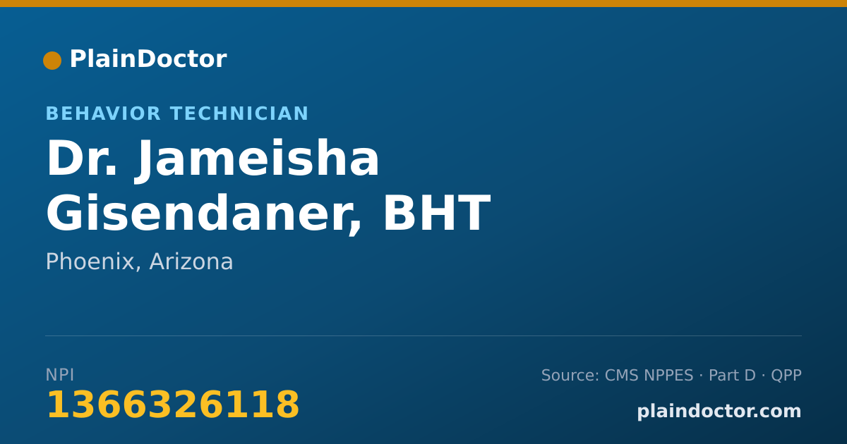 Shareable card for Jameisha Gisendaner, BHT - Behavior Technician, Phoenix, AZ