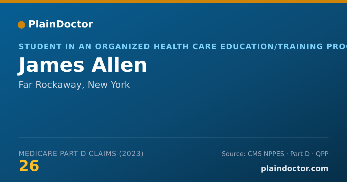Shareable card for James Allen - Student in an Organized Health Care Education/Training Program, Far Rockaway, NY