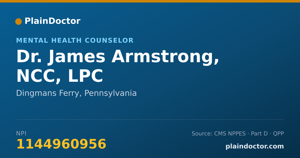 Shareable card for James Armstrong, NCC, LPC - Mental Health Counselor, Dingmans Ferry, PA