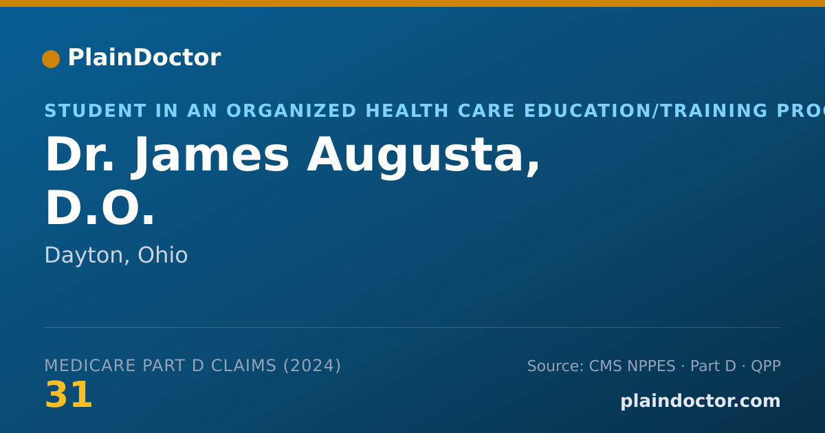 Shareable card for James Augusta, D.O. - Student in an Organized Health Care Education/Training Program, Dayton, OH