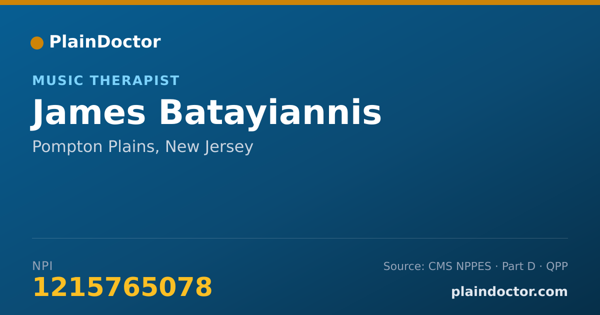 Shareable card for James Batayiannis - Music Therapist, Pompton Plains, NJ