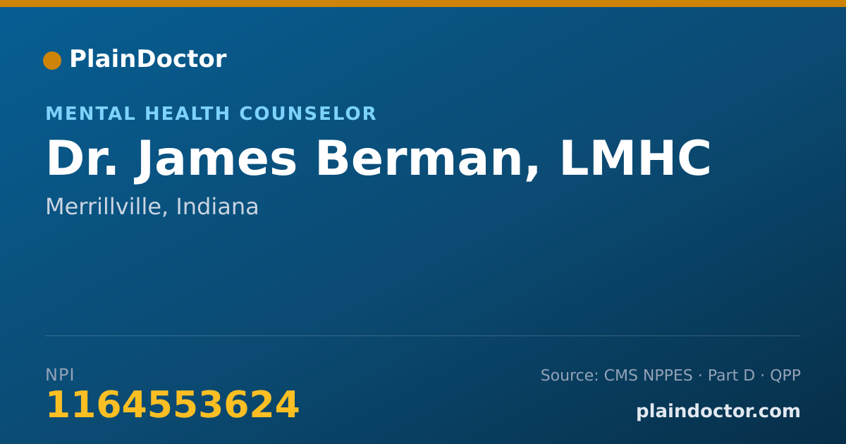 Shareable card for James Berman, LMHC - Mental Health Counselor, Merrillville, IN