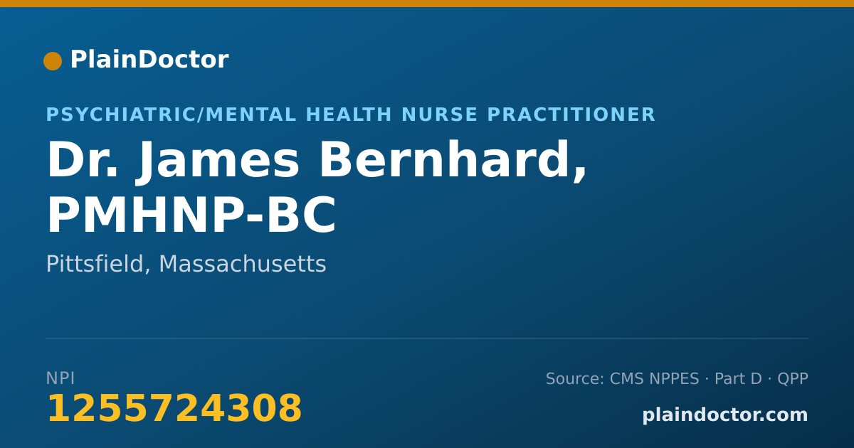 Shareable card for James Bernhard, PMHNP-BC - Psychiatric/Mental Health Nurse Practitioner, Pittsfield, MA