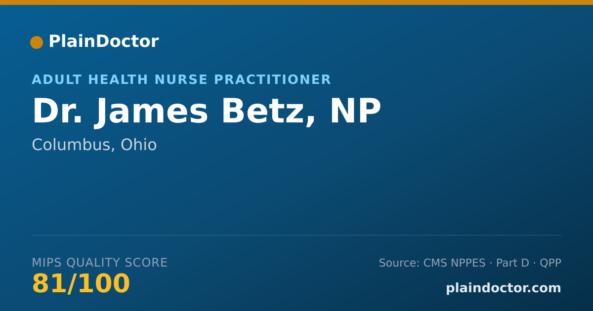 Shareable card for James Betz, NP - Adult Health Nurse Practitioner, Columbus, OH