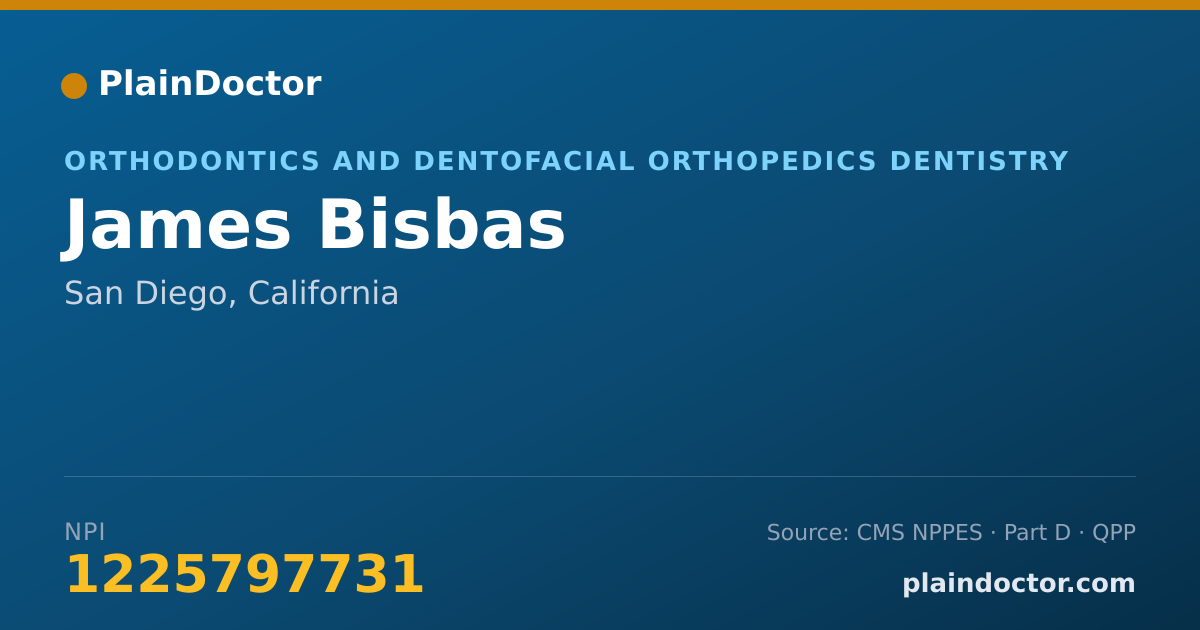 Shareable card for James Bisbas - Orthodontics and Dentofacial Orthopedics Dentistry, San Diego, CA