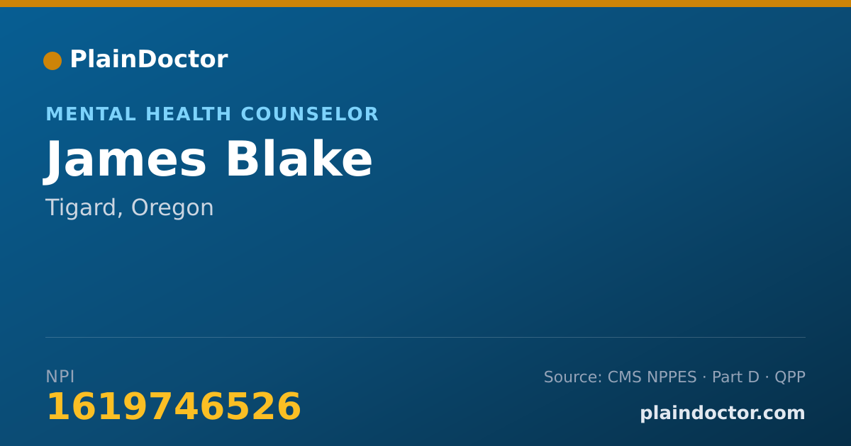 Shareable card for James Blake - Mental Health Counselor, Tigard, OR