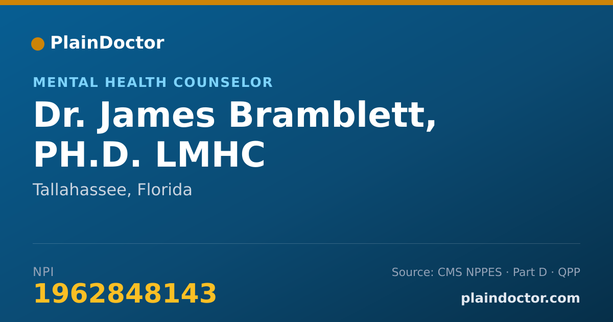 Shareable card for James Bramblett, PH.D. LMHC - Mental Health Counselor, Tallahassee, FL