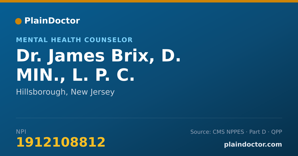 Shareable card for James Brix, D. MIN., L. P. C. - Mental Health Counselor, Hillsborough, NJ