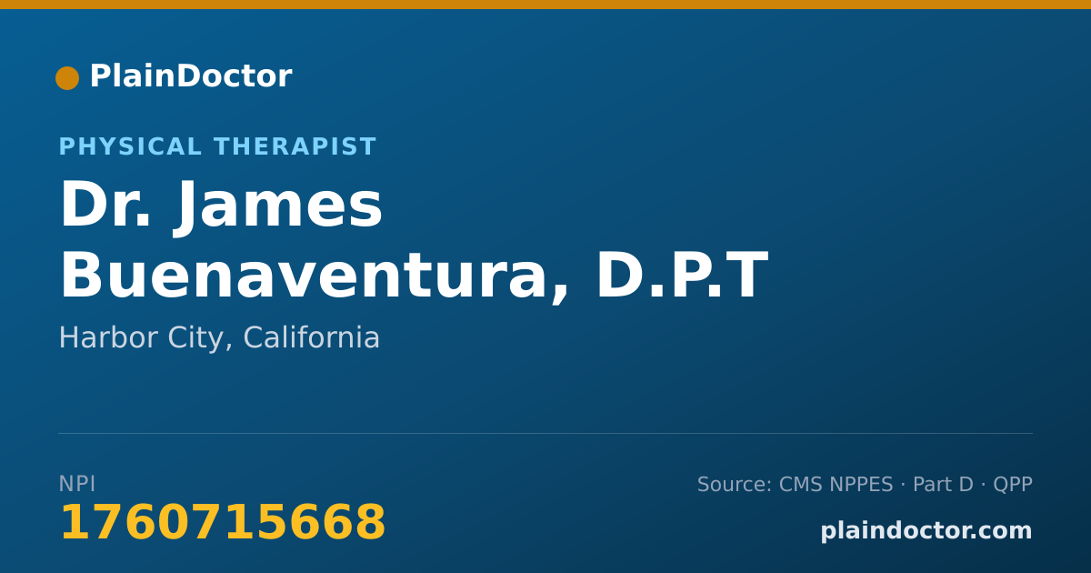 Shareable card for James Buenaventura, D.P.T - Physical Therapist, Harbor City, CA