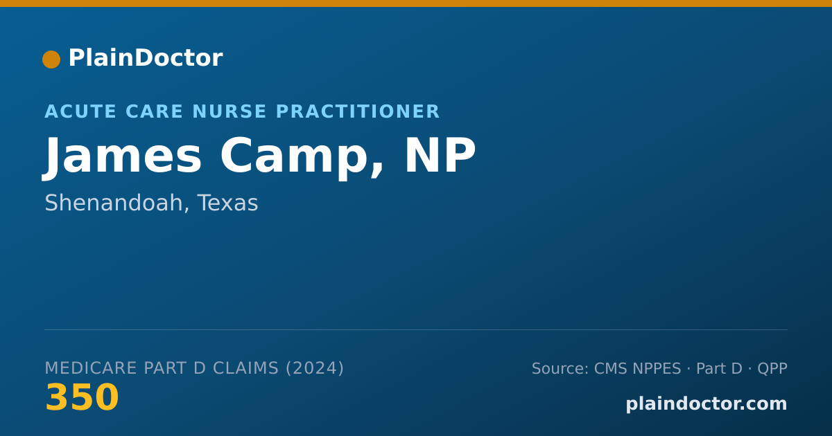 Shareable card for James Camp, NP - Hospitalist Physician, Shenandoah, TX