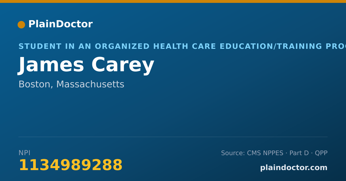 Shareable card for James Carey - Student in an Organized Health Care Education/Training Program, Boston, MA