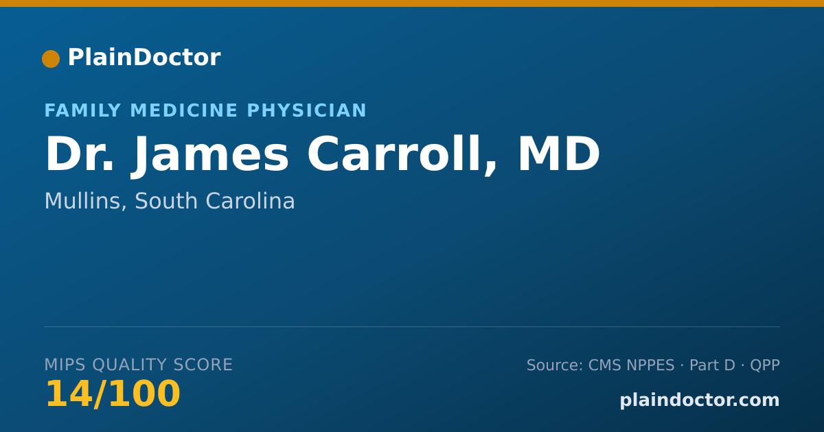 Shareable card for James Carroll, MD - Family Medicine Physician, Mullins, SC